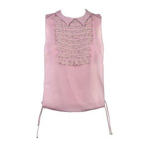 VELVETTE France LINGERIE Alexandra RUFFLED Open Tie Sides TOP Collar LAVENDER M